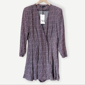 Zara Floral Print Double Breasted Blazer Jumpsuit